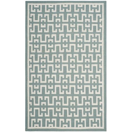 Safavieh 6 x 9 ft. Dhurries Flatweave Rug, Medium Rectangle - Seafoam and Ivory DHU621A-6